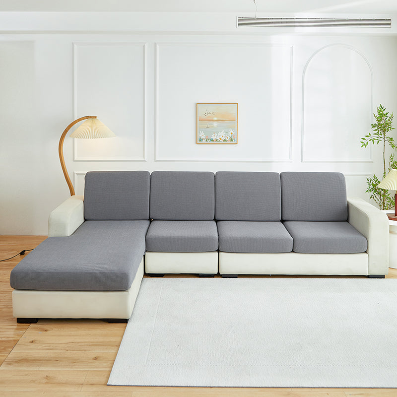 Wasserabweisender Bezug für Sitz- und Rückenkissen, Hellgrau, auf den Sitz- und Rückenkissen eines Sofas