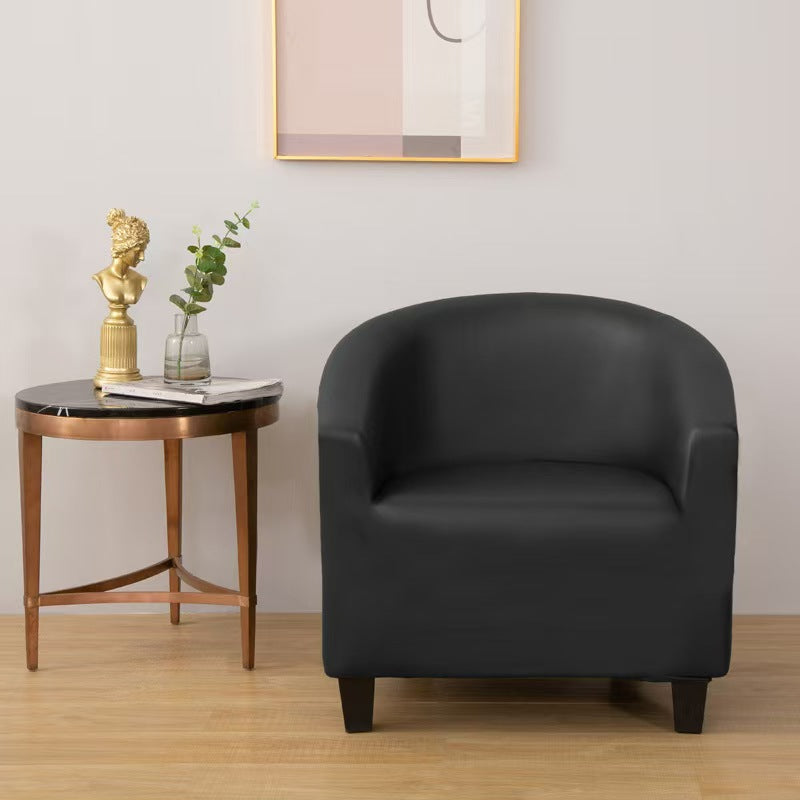 Clubsesselbezug aus Kunstleder, Schwarz Onyx, auf einem Clubsessel