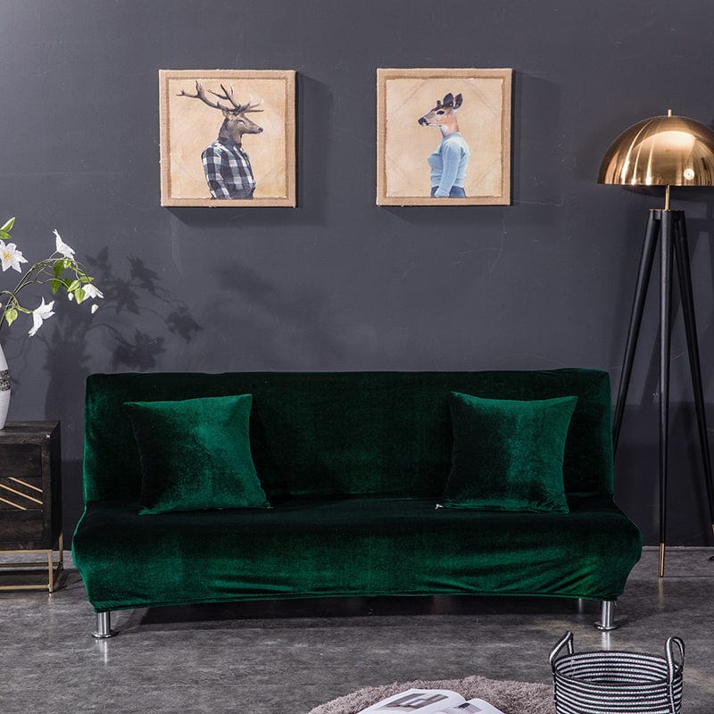 Bezug aus Samt für Klick-Klack-Sofa, Flaschengrün, auf einem Klick-Klack-Sofa