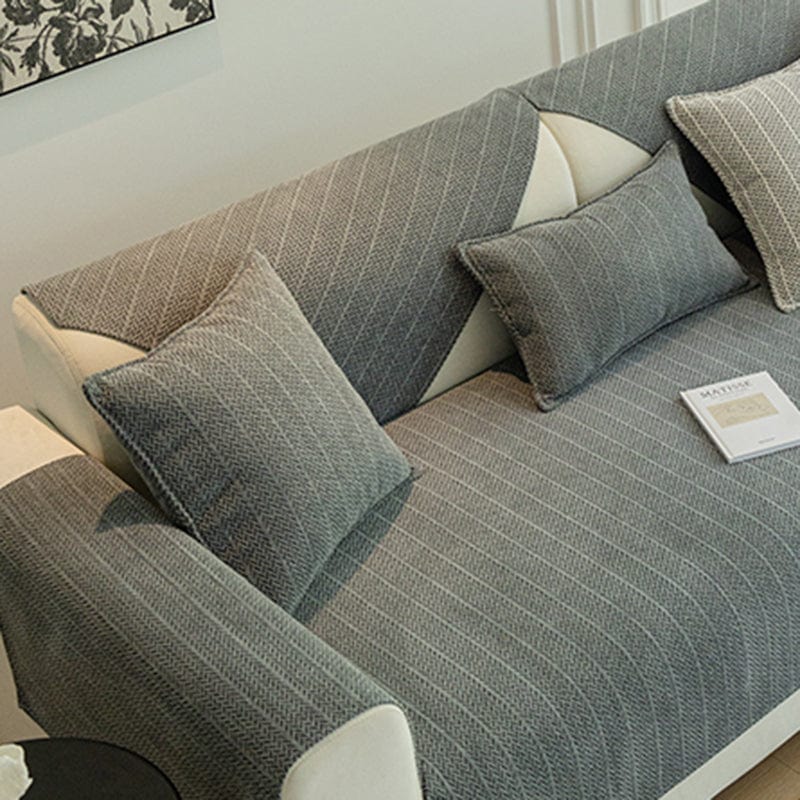 EasyCover-Kissenbezug in Fischgrät — 1 Stück, Schiefergrau Fischgrät, auf einem Sofa