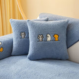 EasyCover-Kissenbezug aus Teddy-Bouclé mit Katzenstickerei — 1 Stück