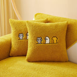 EasyCover-Kissenbezug aus Teddy-Bouclé mit Katzenstickerei — 1 Stück